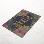 熱帯カラフルハイビスカスハワイア結婚サマー 箔招待状 (回転した状態)