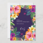 熱帯カラフルハワイのフローラは日付に安全 招待状 (裏面)