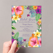 熱帯カラフルハワイフローラブライダルシャワー アクリル招待状 (インサイチュ (ポータブル))