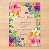 熱帯カラフルハワイフローラブライダルシャワー アクリル招待状 (正面)