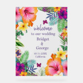 熱帯カラフルハワイフローラ結婚の歓迎 アクリルサイン (正面)