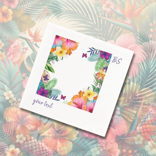 熱帯カラフルハワイフローラ結婚病 スタンダードカクテルナプキン