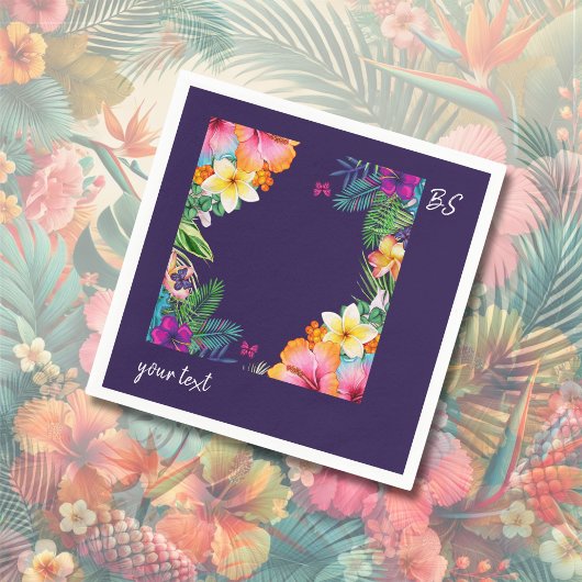 熱帯カラフルハワイフローラ結婚病 スタンダードカクテルナプキン