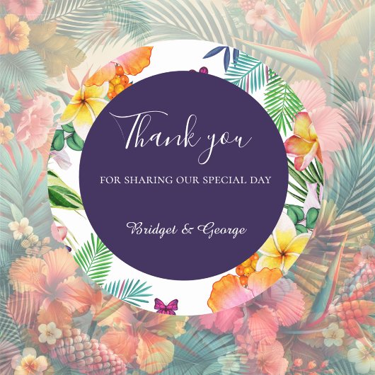 熱帯カラフルハワイフローラ結婚病 ラウンドシール