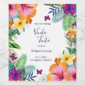 熱帯カラフルハワイフローラ結婚病 ワインラベル (シングルラベル)