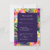 熱帯カラフルハワイフローラ結婚病 出欠カード (正面)