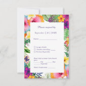 熱帯カラフルハワイフローラ結婚病 出欠カード (正面)