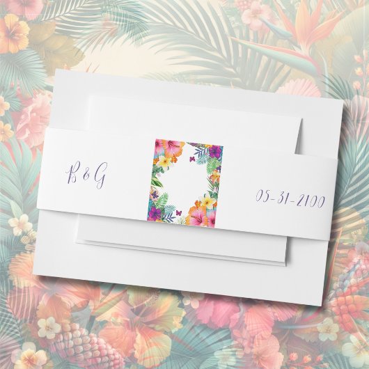 熱帯カラフルハワイフローラ結婚病 招待状ベリーバンド