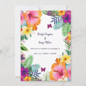 熱帯カラフルハワイフローラ結婚病 招待状 (正面)