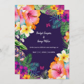 熱帯カラフルハワイフローラ結婚病 招待状 (正面/裏面)