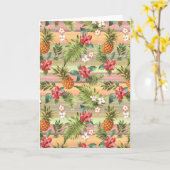 熱帯カラフルパイナップル果実花パターン カード (黄色い花)