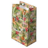 熱帯カラフルパイナップル果実花パターン スモールペーパーバッグ (裏面アングル)