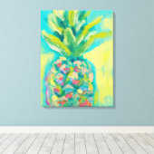 熱帯カラフルパイナップル キャンバスプリント (インサイチュ (ウッドフロア))