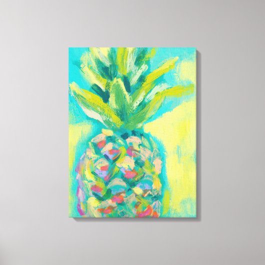 熱帯カラフルパイナップル キャンバスプリント (正面)