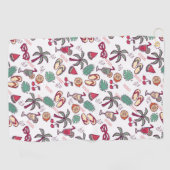 熱帯カラフルビーチ休暇をテーマにしたパターン ゴルフタオル (横)