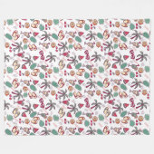 熱帯カラフルビーチ休暇をテーマにしたパターン フリースブランケット (正面(横))