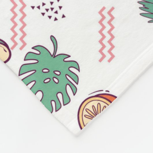 熱帯カラフルビーチ休暇をテーマにしたパターン フリースブランケット (角)