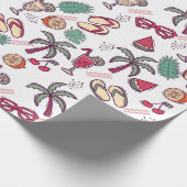 熱帯カラフルビーチ休暇をテーマにしたパターン ラッピングペーパー (角)
