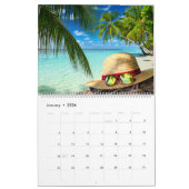 熱帯カラフルビーチ カレンダー (1月 2026)