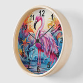 熱帯カラフルピンクのフラミンゴモダン 壁時計 (傾斜)