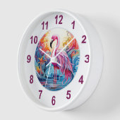 熱帯カラフルピンクのフラミンゴモダン 壁時計 (傾斜)