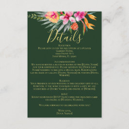 熱帯カラフルピンクの花結婚の詳細 エンクロージャーカード