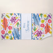 熱帯カラフルファンキーハワイアン ビーチタオル (正面)