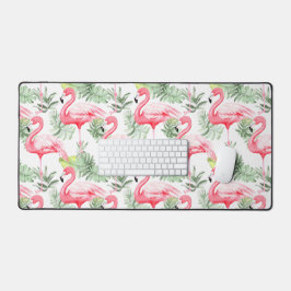 熱帯カラフルフラミンゴと離れ デスクマット