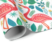 熱帯カラフルフラミンゴの花のパターン ラッピングペーパー (ロールコーナー)