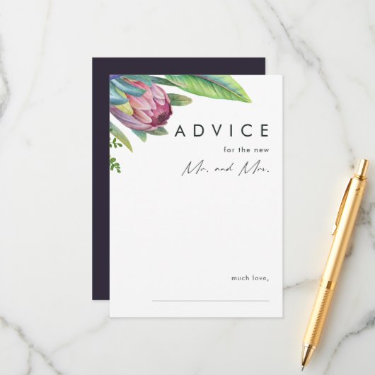 熱帯カラフルフローラパープル結婚ズ アドバイスカード (正面/裏面インサイチュ)