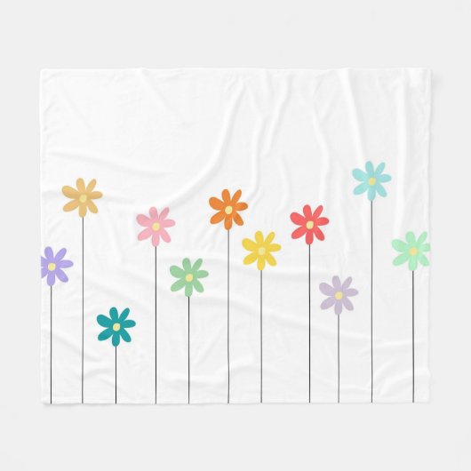 熱帯カラフルフローラ植物性春夏 フリースブランケット (正面(横))