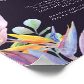 熱帯カラフルフローラ紫の非詰まり式 ポスター (角)