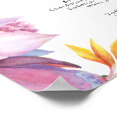 熱帯カラフルフローラ結婚のドリンク看板 ポスター (角)