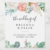 熱帯カラフルフローラ結婚のワインラベル ワインラベル (シングルラベル)