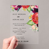 熱帯カラフルフローラ結婚ズ アクリル招待状 (インサイチュ (ポータブル))