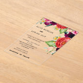 熱帯カラフルフローラ結婚ズ アクリル招待状 (レイダウン)