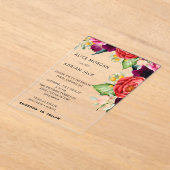 熱帯カラフルフローラ結婚ズ アクリル招待状 (レイダウン)