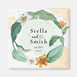 熱帯カラフルフローラ結婚ズ マグネット