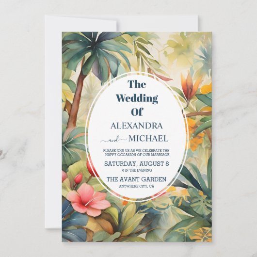 熱帯カラフルフローラ結婚ズ 招待状 (正面)