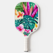 熱帯カラフルフローラ茎葉水彩カスタム ピックルボールラケット (裏面)
