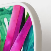 熱帯カラフルフローラ茎葉水彩カスタム ピックルボールラケット (左詳細)