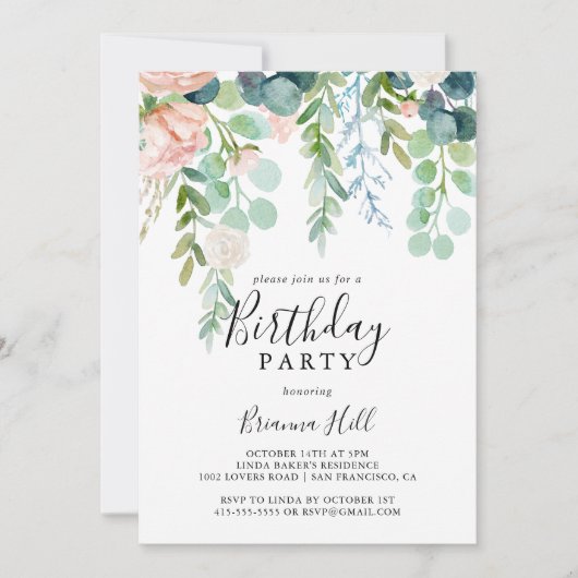 熱帯カラフルフローラ誕生会 招待状 (正面)