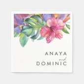 熱帯カラフルフローラ |の結婚ナプキンス スタンダードカクテルナプキン (正面)