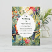 熱帯カラフルフローラ |グリーン結婚ズ 招待状 (スタンド正面)