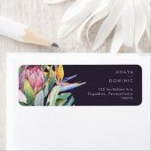 熱帯カラフルフローラ |パープル差出人住所 ラベル (インサイチュ)