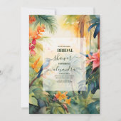 熱帯カラフルフローラ |ピーチブライダルシャワー 招待状 (正面)