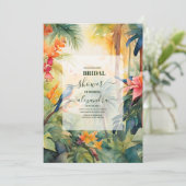 熱帯カラフルフローラ |ピーチブライダルシャワー 招待状 (スタンド正面)