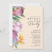 熱帯カラフルフローラ |ピーチブライダルティーパーティー 招待状 (正面)