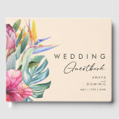 熱帯カラフルフローラ |ピーチ結婚ズゲストブー ゲストブック (正面)