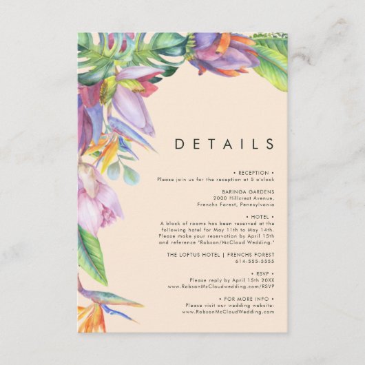 熱帯カラフルフローラ |ピーチ詳細 エンクロージャーカード (正面)